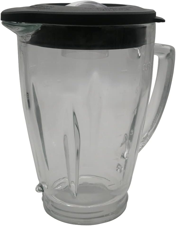 6-Cup Clear Glass Blender Jar with Black Lid