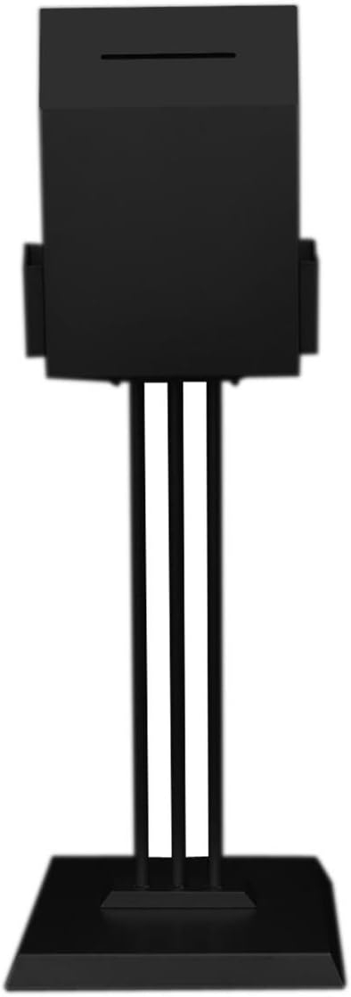 Floor-Standing Ballot Box with (2) 4.5-Inch Brochure Pockets, 45-inch-tall Suggestion Box Stand - Black (YCHL402BLK)