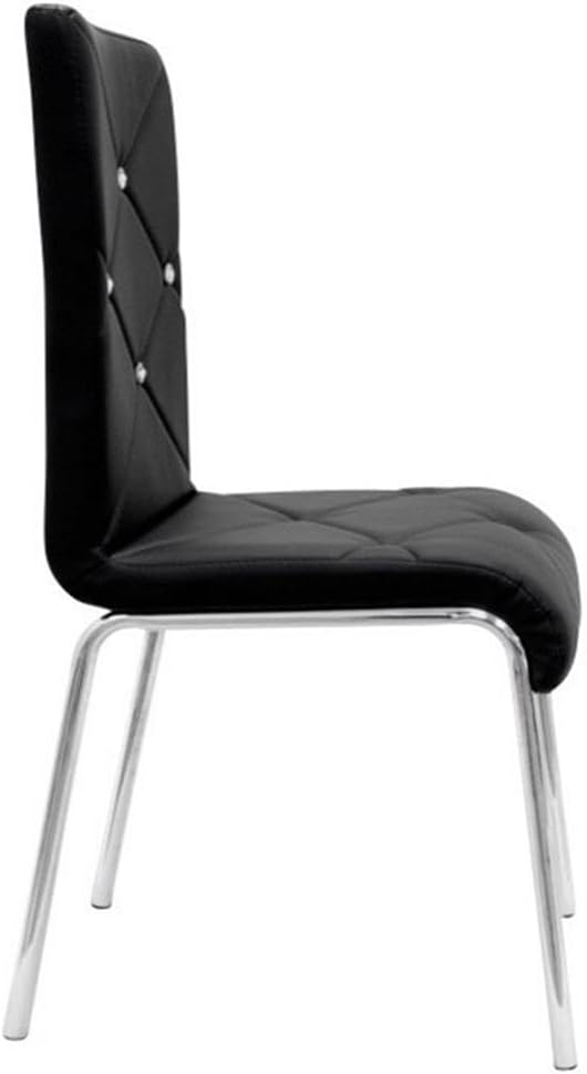 Best Master Faux Leather and Chrome Dining Side Chair in Black (Set of 4)