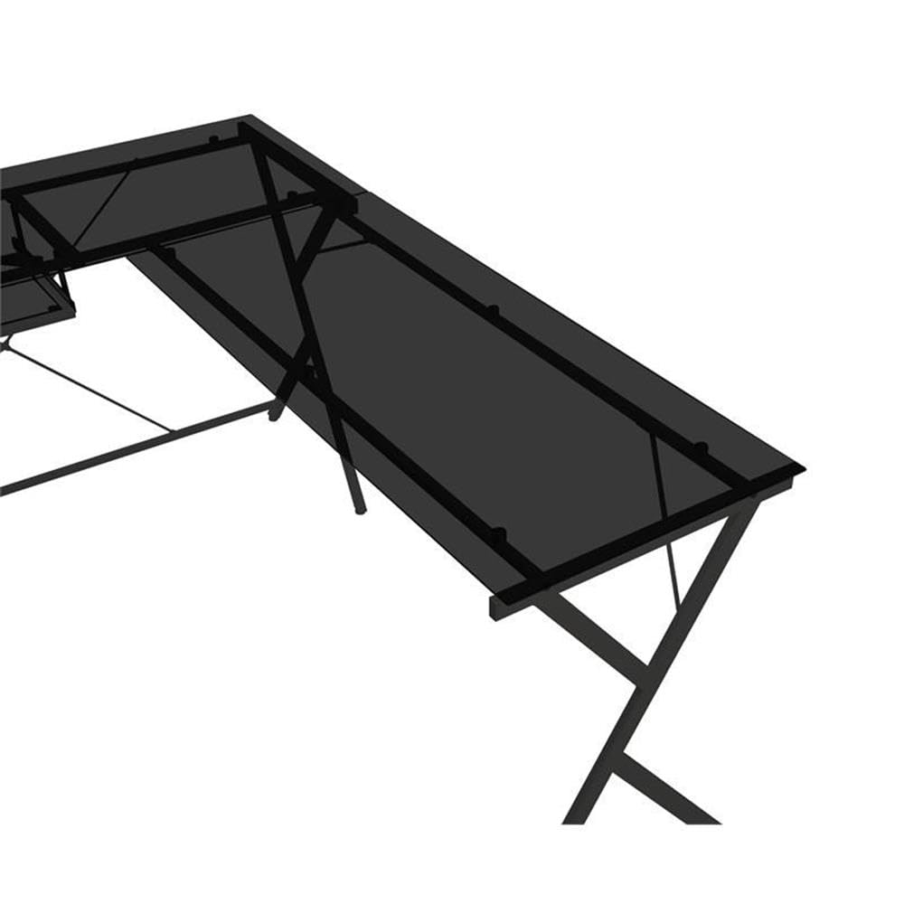 Dazenus Computer Desk in Black Glass & Black Finish OF00046