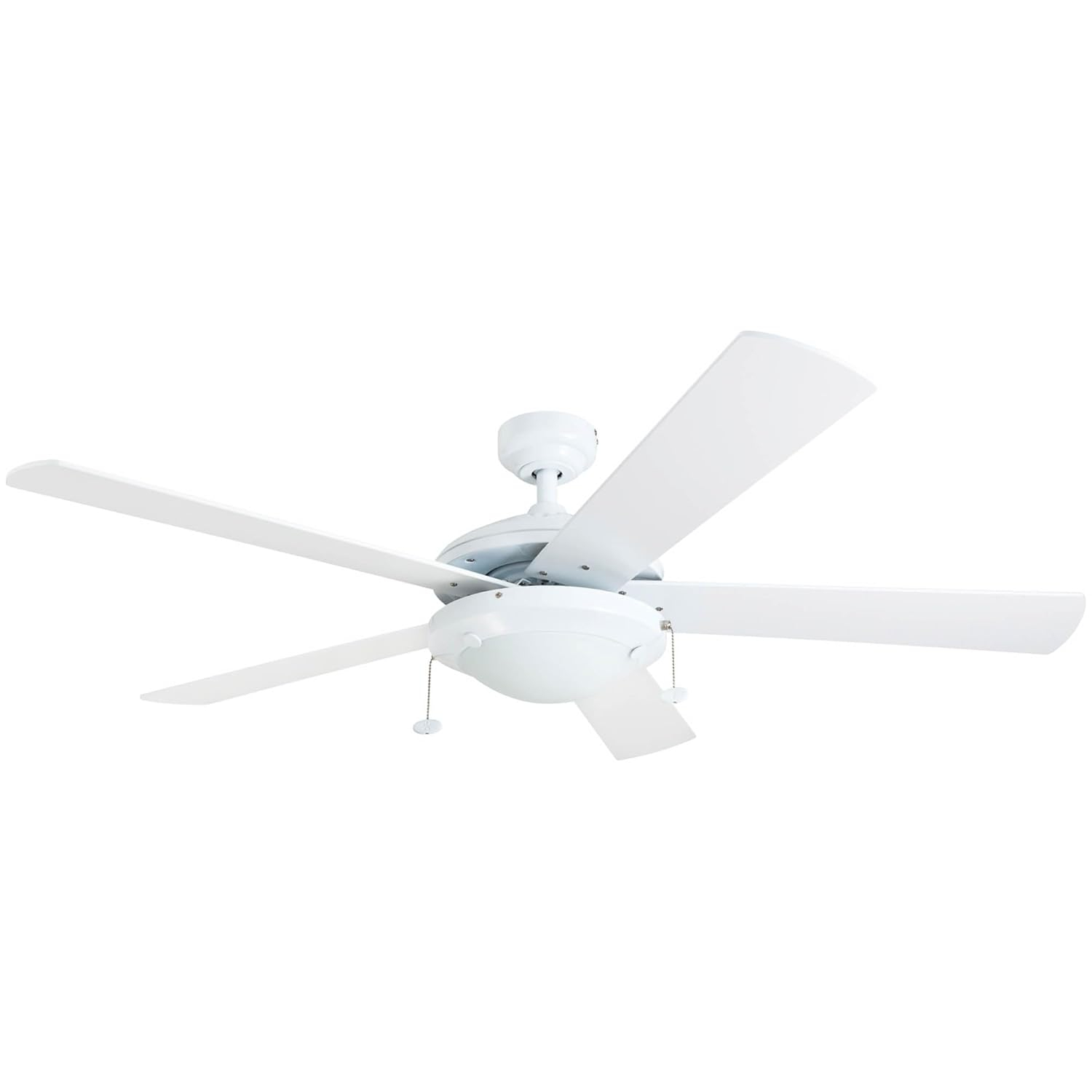 Prominence Home Bolivar 52" White Ceiling Fan with 5 Blades, Integrated LED Light Kit, Pull Chains & Reverse Airflow