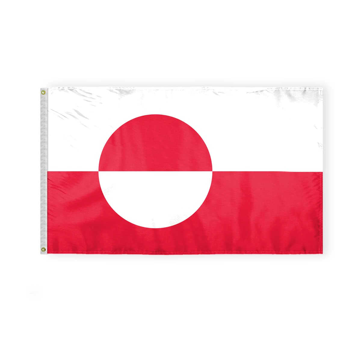 AGAS Greenland Flag 3x5 ft Double Stitched Hem 100% Polyester Metal Grommets Indoor Denmark Greenlander National Flag