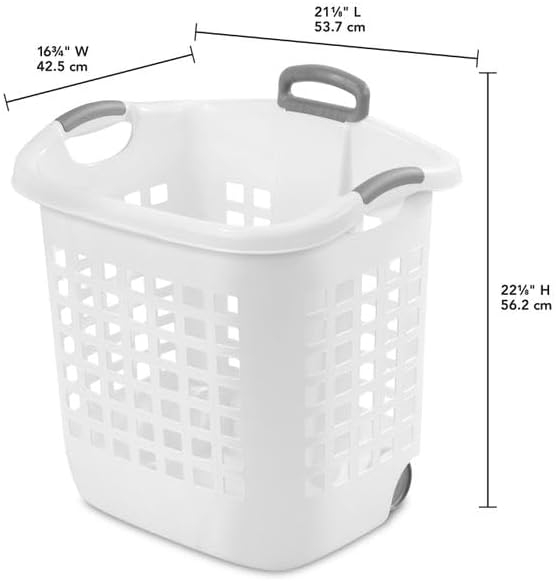 White Plastic 1.75 Bushel Ultra Wheeled Laundry Basket