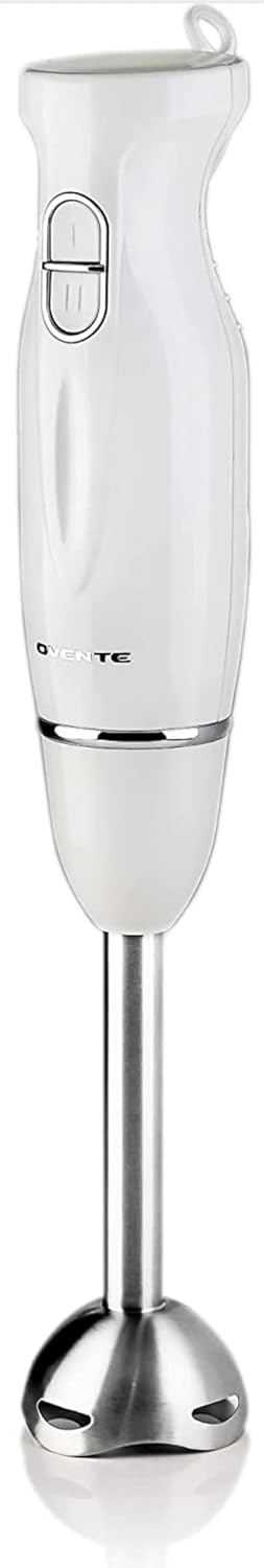 OVENTE Electric Immersion Hand Blender, 2 Mixing Speed w/ Stainless Steel Blades, White HS560W