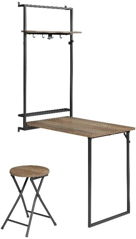 Coaster Riley Contemporary Wood Folding Wall Desk with Stool in Oak