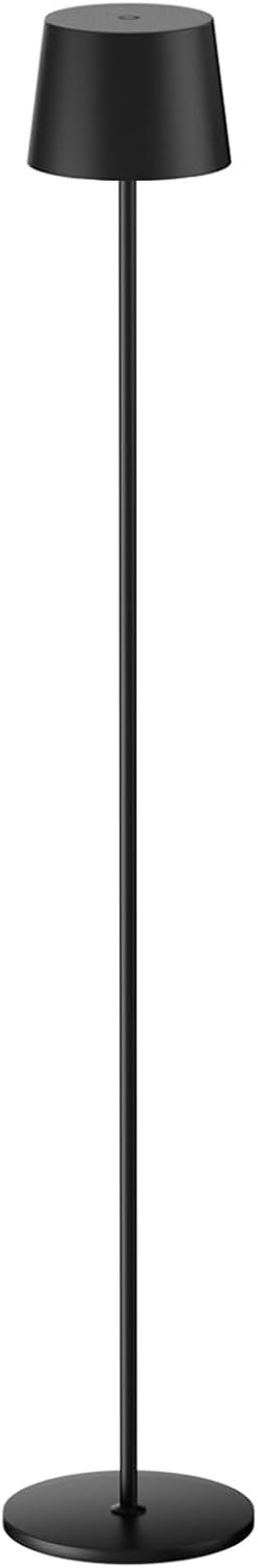 Cordless Floor Lamp, 7000mAh Battery Operated Floor Lamp, IP54 Waterproof Outdoor Modern Black Standing Lamp Rechargeable, Adjustable Height Floor Lamp for Outdoor/Indoor/Patio(Black)