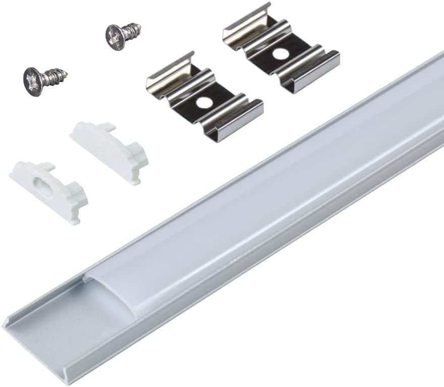 Silver Recess Mount LED Tape Light Channel with Frosted Cover