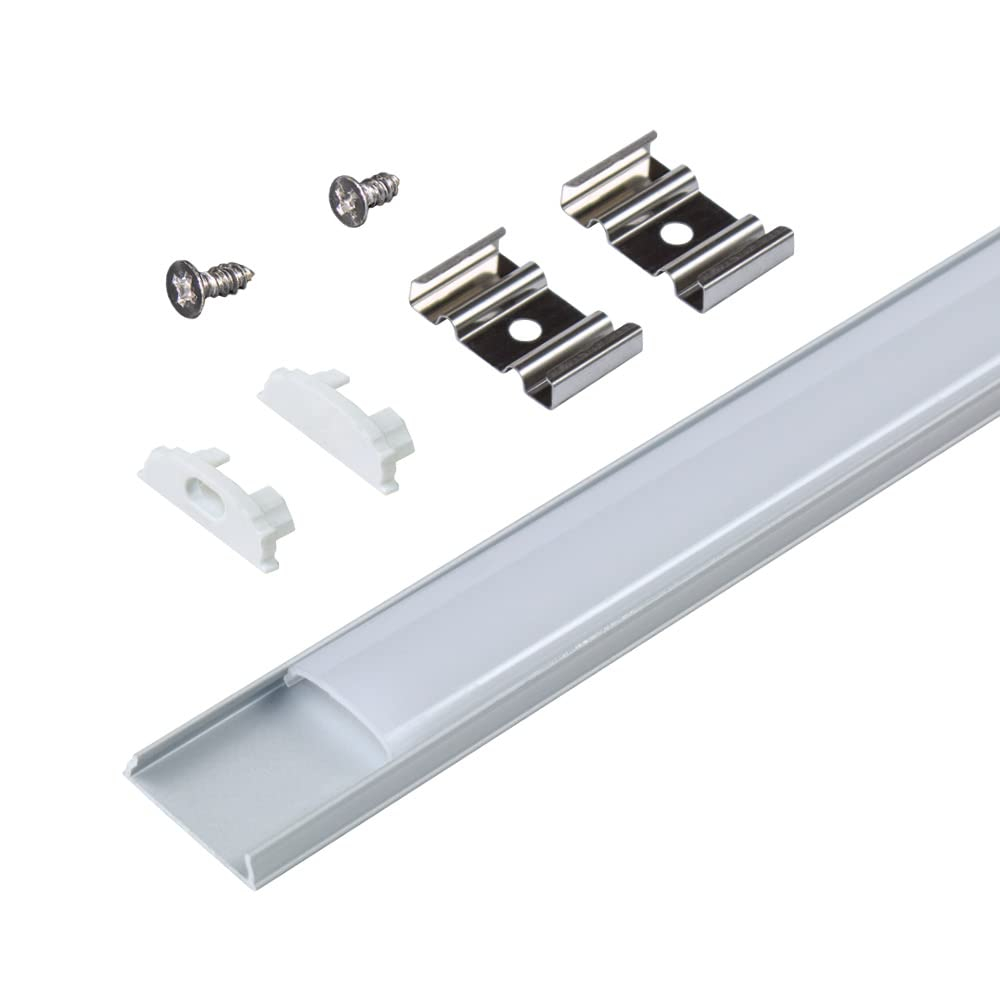 Silver Recess Mount LED Tape Light Channel with Frosted Cover