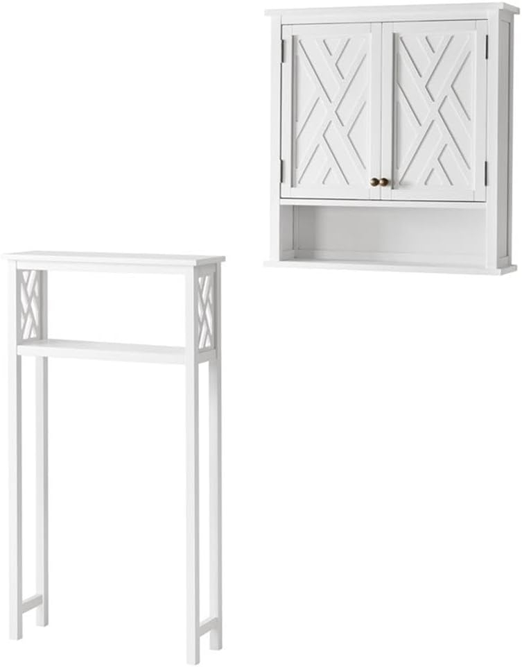 Alaterre Coventry Over Toilet Open Storage Shelf, Wall Mounted Bath Storage Cabinet with Two Doors and Open Shelf