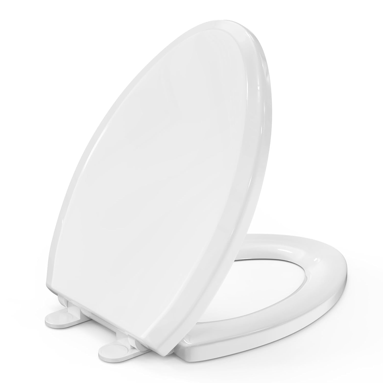 CR108 Toilet Seat, Upgrade Elongated Toilet Seat with Soft Close, Easy Clean, Non Slip, High Performance PP Material, White, 18.5"