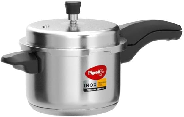 Pigeon Pressure Cooker - 3 Quart - Inox Stainless Steel Outer Lid Induction Base - Cook delicious food in less time: soups, rice, legumes, and more - 3 Liter