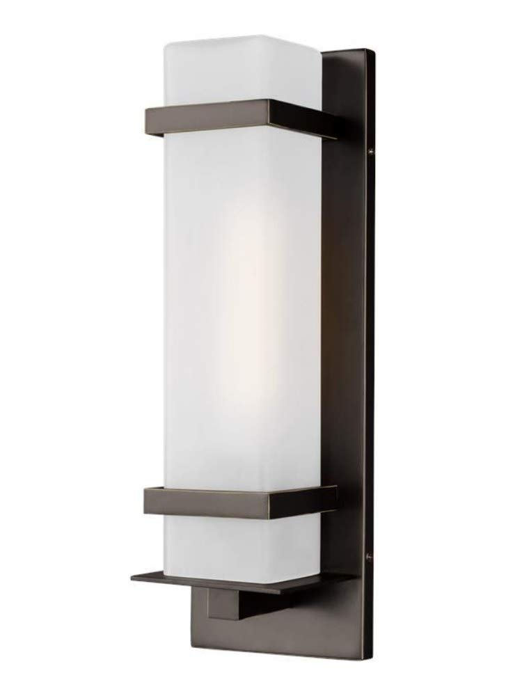 Antique Bronze 14" Etched Opal Glass Outdoor Wall Sconce