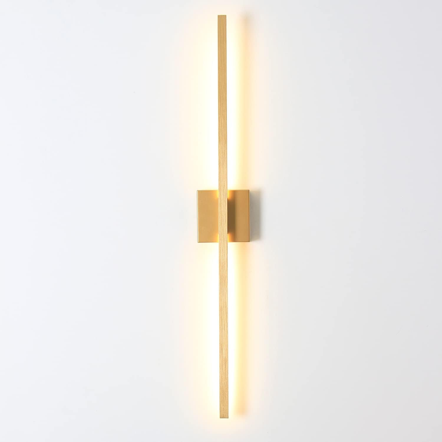 1-Light 35.6 in. Minimalist Linear Gold LED Wall Sconce with 3000K Warm Light