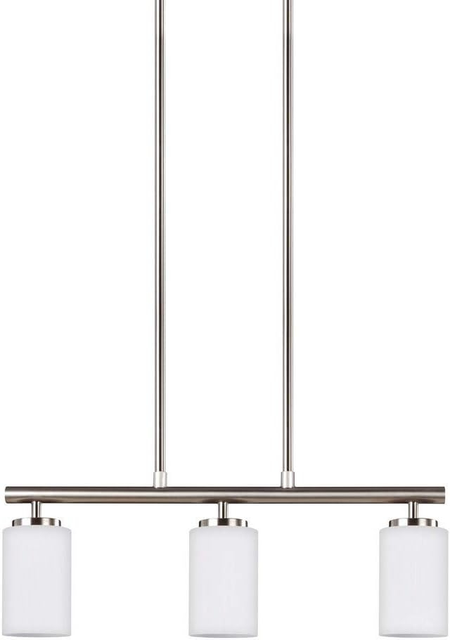 Sea Gull Lighting 66160-962 Oslo Three-Light Island Pendant Hanging Modern Light Fixture, Brushed Nickel Finish