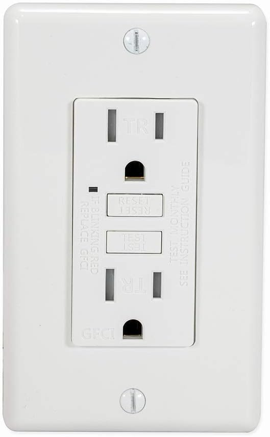 White Tamper Resistant Recessed GFCI Duplex Outlet with Wall Plate
