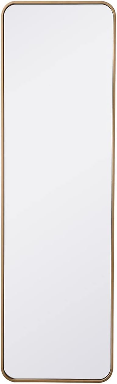 Soft corner metal rectangular mirror 18x60 inch in Brass