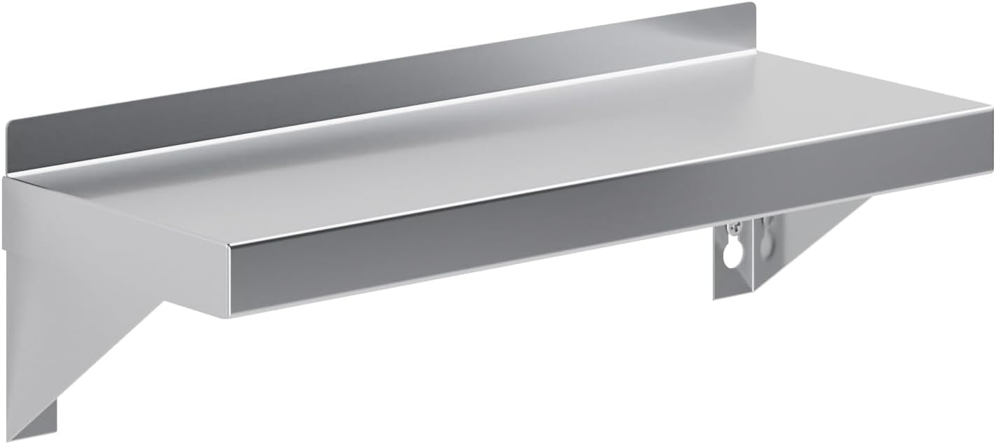 16" Stainless Steel Wall Shelf with Rounded Edge