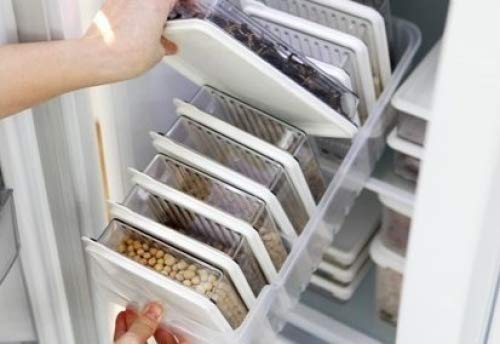 INNOVATION LIVING Kitchen Refrigerator Organizer, Fridge and Freezer Storage Trays Large+Food Containers with Lids L1(6P)+L2(2P), Set of 9, Premium A