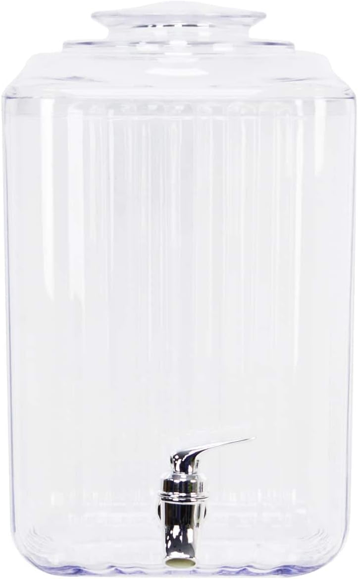 Clear Plastic Beverage Dispenser with Metal Spigot, 1.5 Gallon