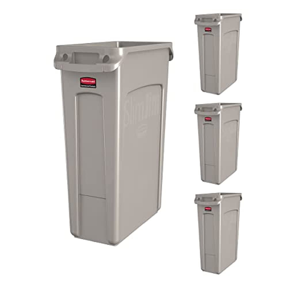 slim jim with venting channels, 23 gal, plastic, beige