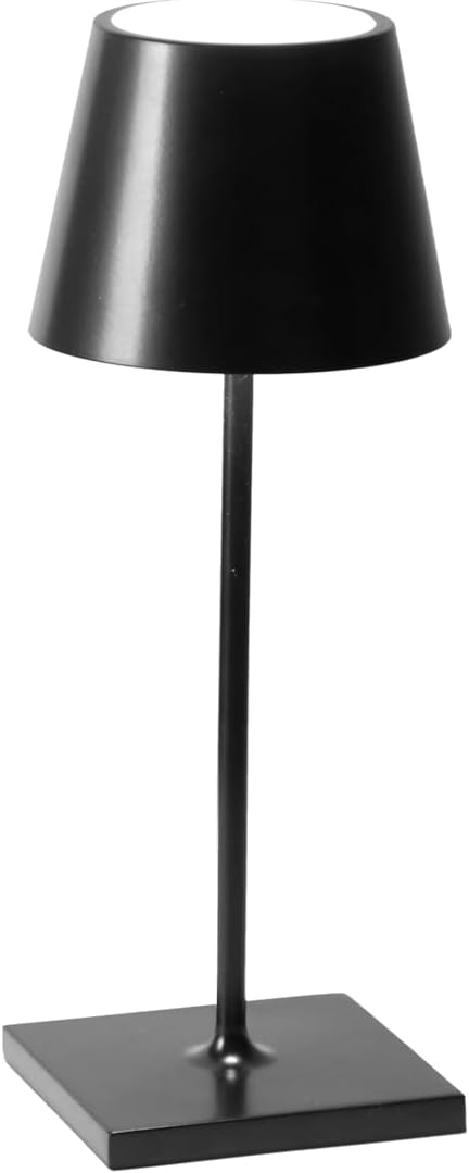 Black Aluminum Cordless Outdoor Touch Table Lamp