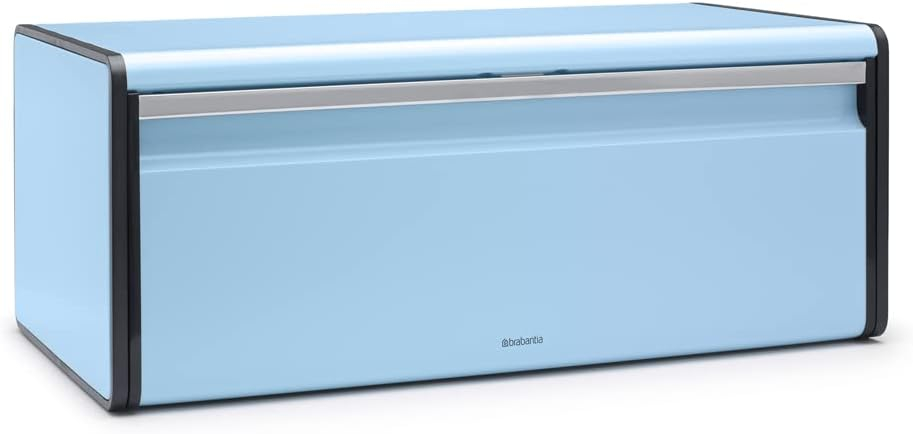 Dreamy Blue Large Rectangular Metal Bread Box with Flat Top