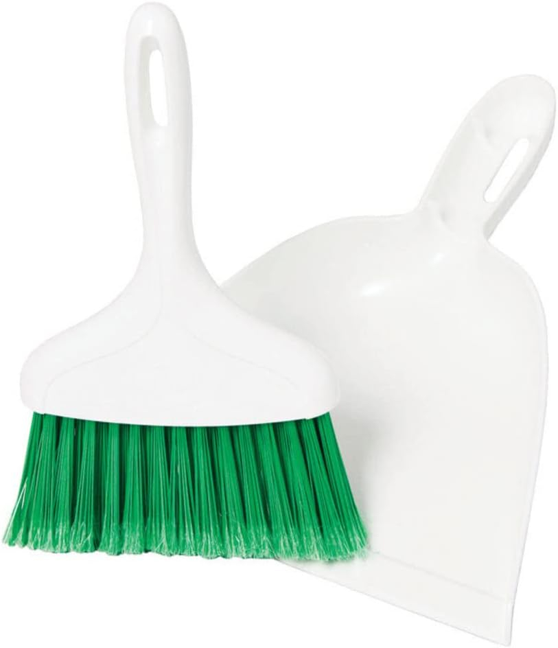Libman Whisk Broom and Dustpan Set Green White Polypropylene