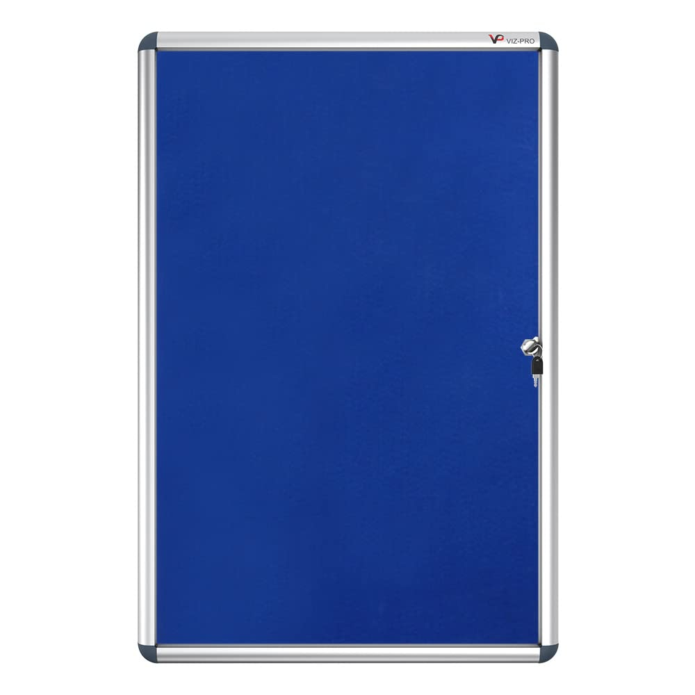 VIZ-PRO Tamperproof Lockable Noticeboard Class 1 Aluminium Framed 36x24 Inches
