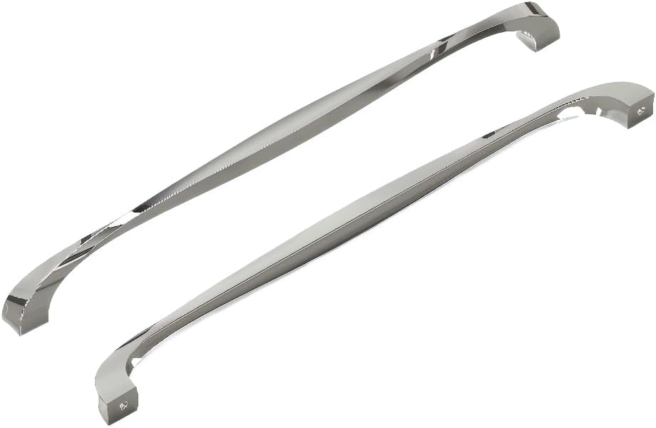 Hickory Hardware 1 Pack Solid Core Kitchen Cabinet Pulls, Luxury Cabinet Handles, Hardware for Doors & Dresser Drawers, 12 Inch Hole Center, Polished Nickel, Twist Collection