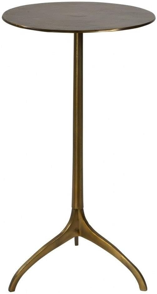 Uttermost Modern Cast Aluminum Round Accent Table 14" Wide Gold Tripod Legs for Living Room Bedroom Bedside Entryway House Office