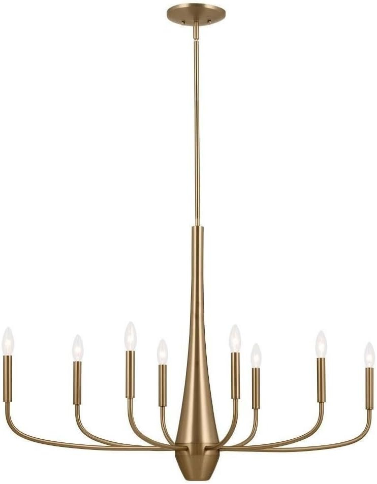 Kichler Deela 8-Light Chandelier, Modern Light in Champagne Bronze, Sloped Ceiling Compatible, for Over Long Oval Dining Room Table (41" x 18.5" x 27"), 52528CPZ