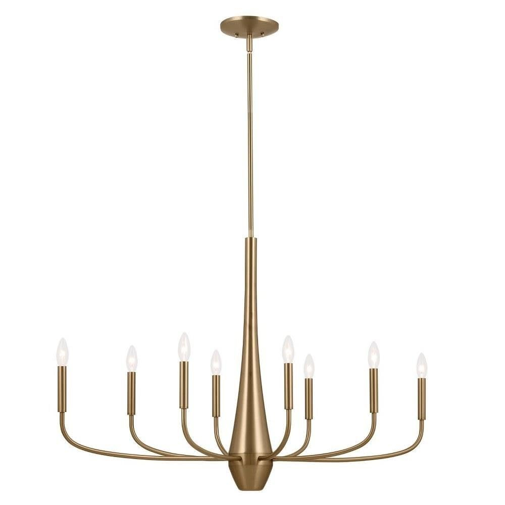 Kichler Deela 8-Light Chandelier, Modern Light in Champagne Bronze, Sloped Ceiling Compatible, for Over Long Oval Dining Room Table (41" x 18.5" x 27"), 52528CPZ