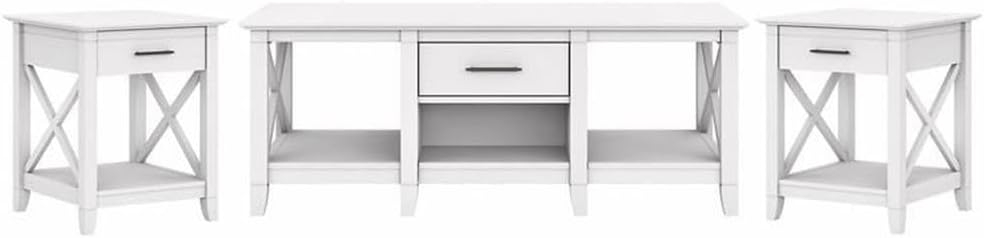 Key West Coffee Table with End Tables in Pure White Oak - Engineered Wood