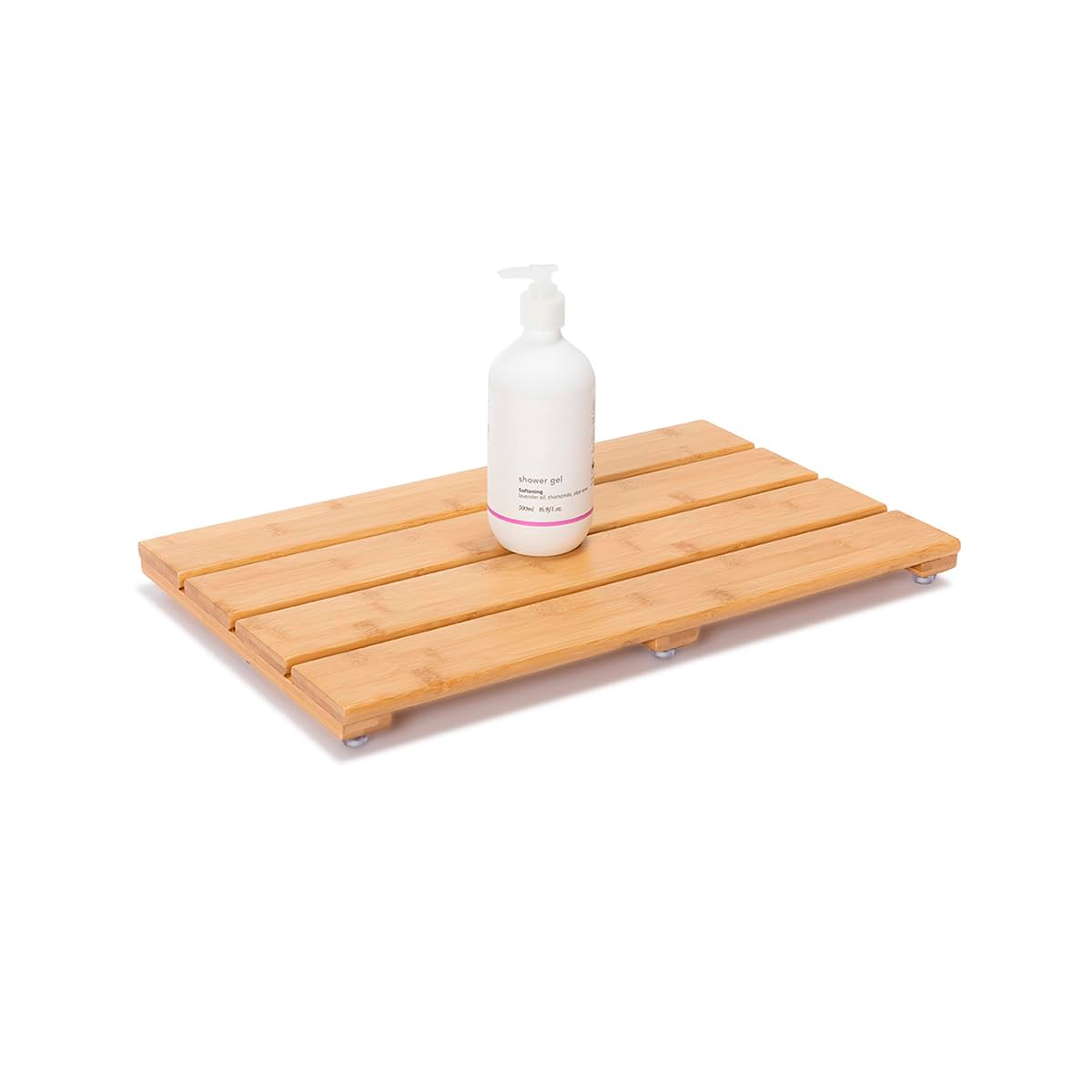 Bamboo Shower Bath Mat for Bathroom, Non-Slip Bamboo Wood Bathroom Mats for Inside or Outside (19.7 x 12.2 inches)