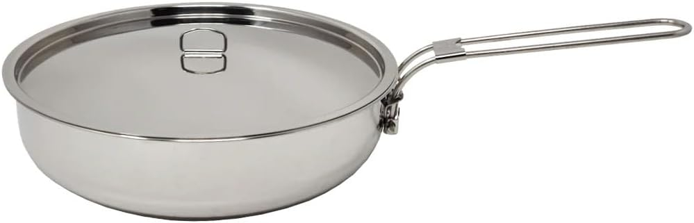 Pathfinder Folding Skillet and Lid, Stainless Steel Construction, Locking Foldin