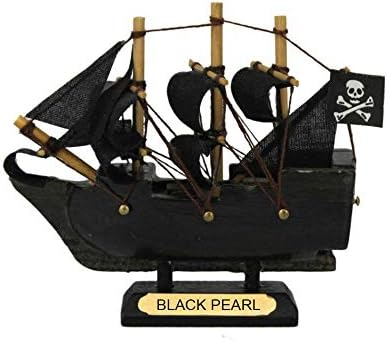Handcrafted Model Ships Black-Pearl-4 4 in. Pearl Pirates of the Caribbean Pirate Ship Model, Black