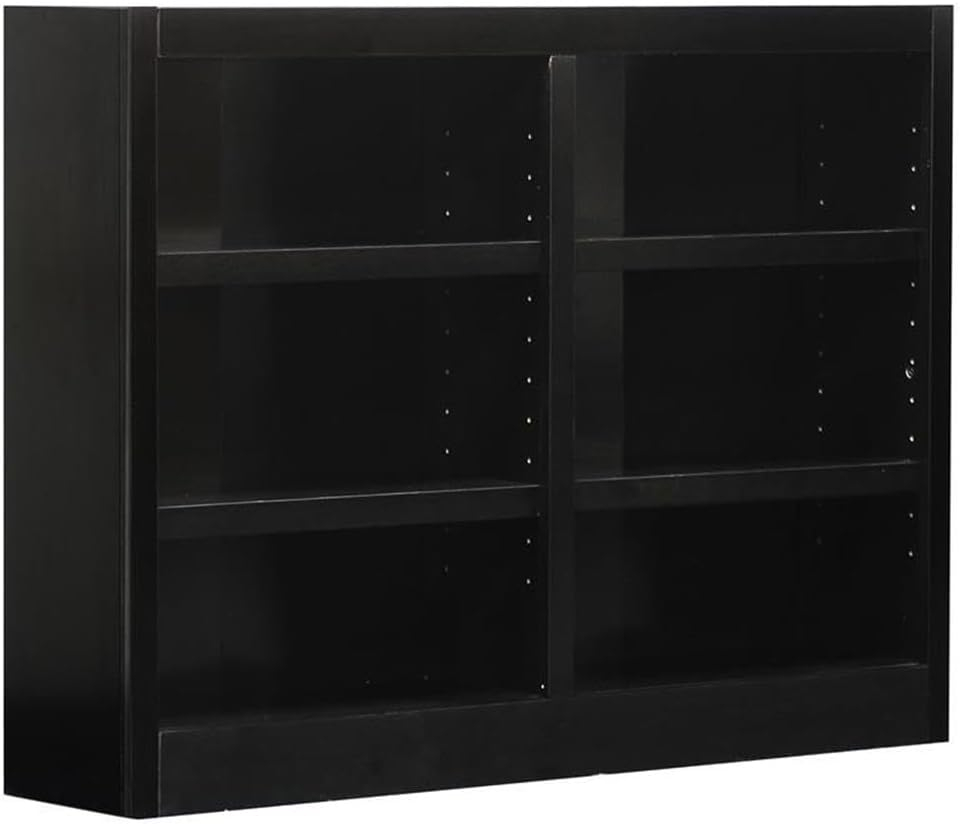Bowery Hill Traditional 36" Tall 6-Shelf Double Wide Wood Bookcase in Espresso