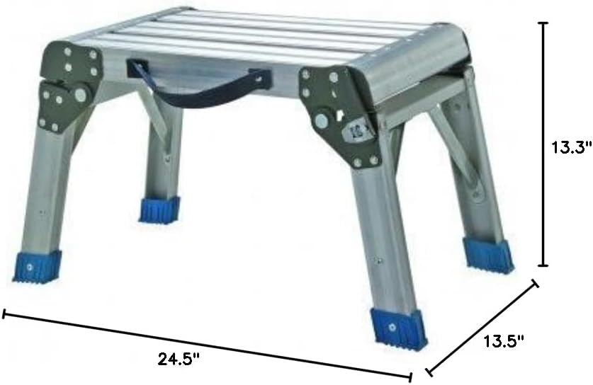 Step Stool and Working Platform 350 Lbs. Capacity Foldable Anodized Aluminum by Haul-Master (Solver)