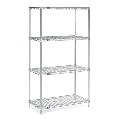 Chrome Adjustable 4-Tier Wire Shelving Unit