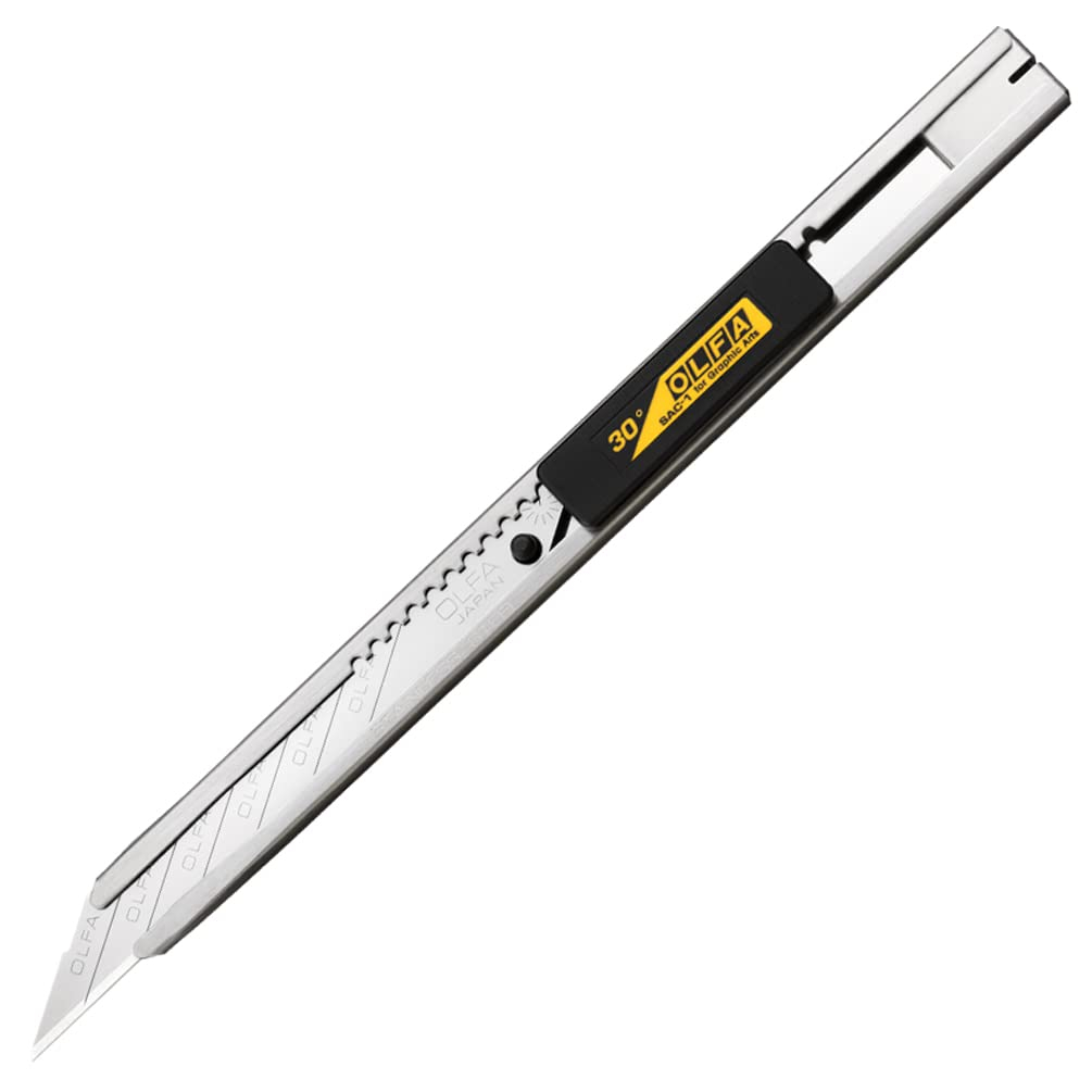 Olfa Stainless Steel Slide-Lock Graphics Knife With Snap-off Blade