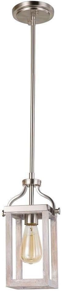 203104A-Eglo Lighting-Montrose - 1-Light Mini Pendant - Acacia Wood And Brushed Nickel