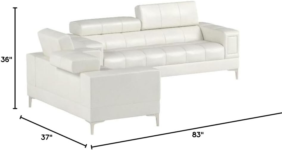 Poundex Furniture 2 Piece Faux Leather Sofa Set in Cream-White Color