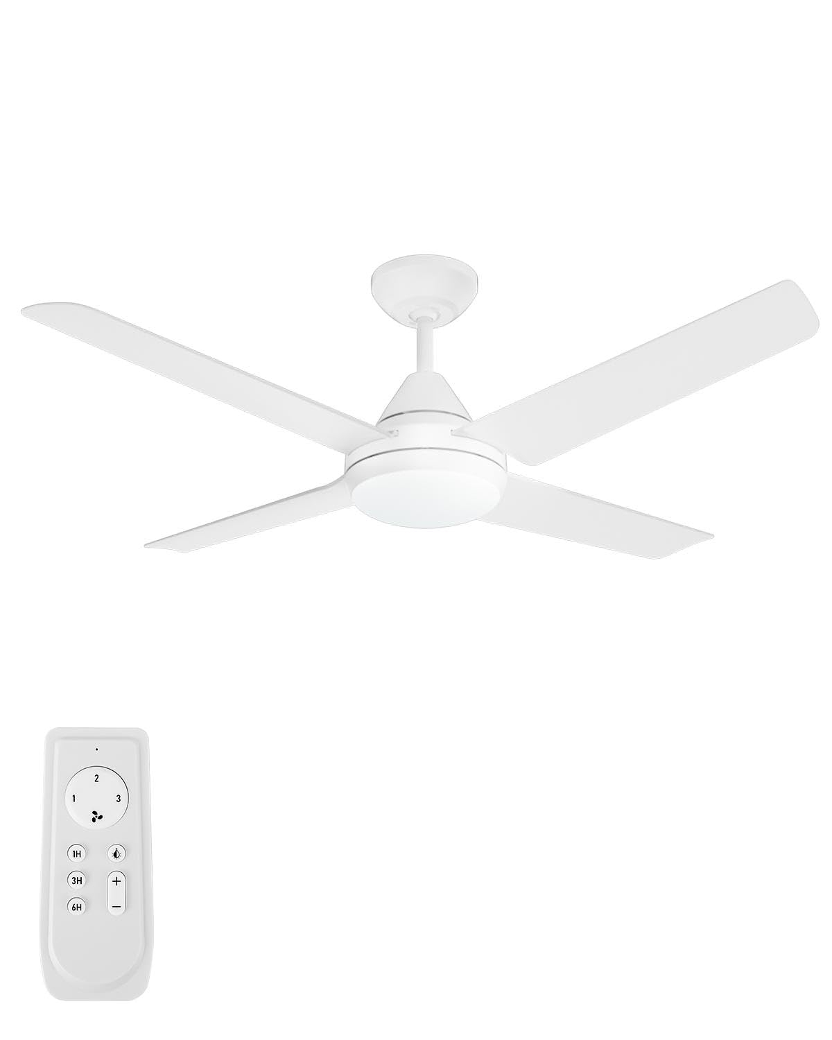 48 in. Indoor White Ceiling Fan with Integrated Dimmable LED Light Kit and Remote Control