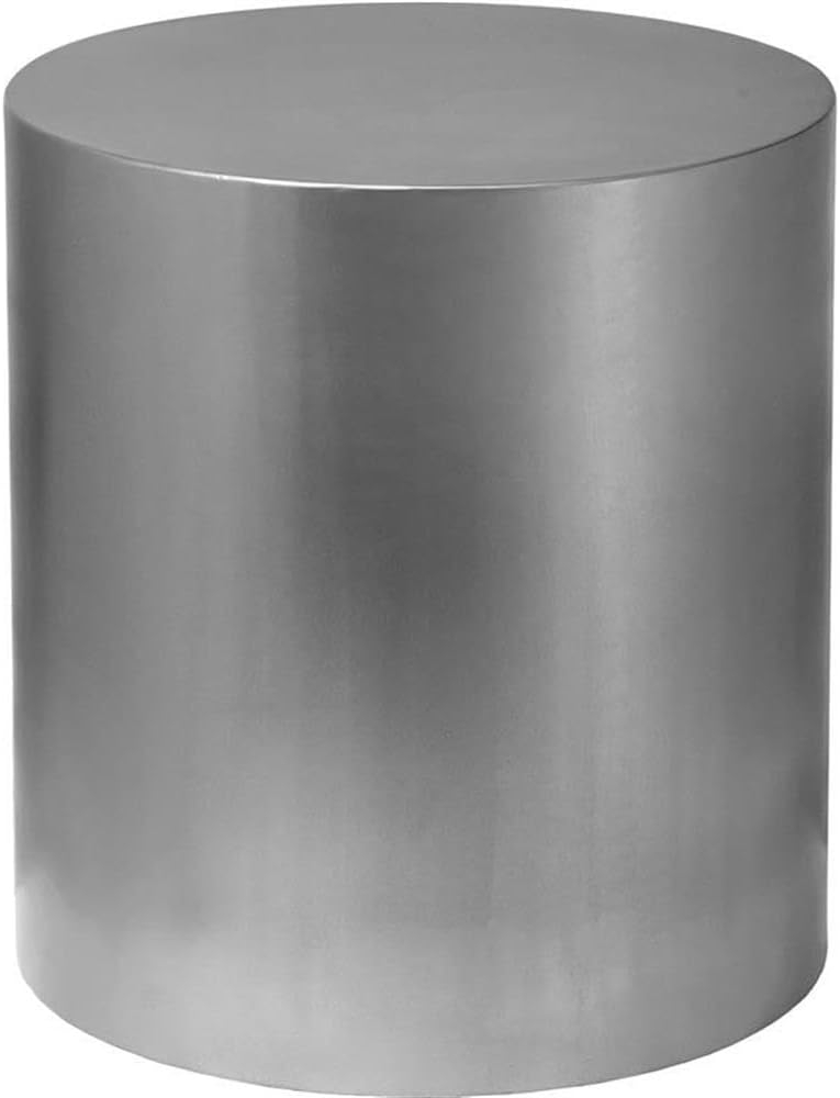 Meridian Furniture Cylinder Round Brushed Chrome Metal End Table