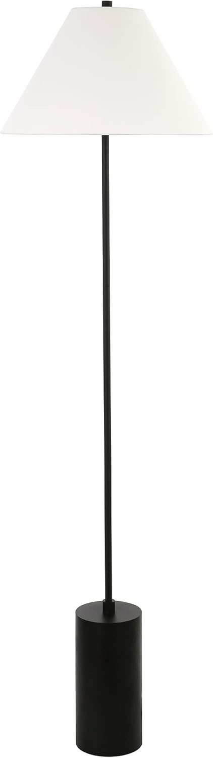 Evelyn&Zoe Somerset 64" Tall Floor Lamp with Empire Fabric Shade, Blackened Bronze/White