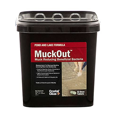 CrystalClear MuckOut, Pond & Lake Formula, Natural Pond Muck Remover, Clears Away Muck & Sludge, Easy to Use Bacteria & Enzyme Tablets, Safe for The Environment, 96 Tablets, 6 lbs