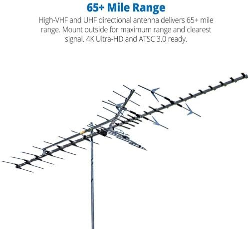 Winegard HD7698A Long Range Outdoor HDTV Antenna - 65+ Mile Range, High-VHF/UHF, 4K Ultra-HD Ready, Free Local Channels, Amplify with Boost XT LNA-200