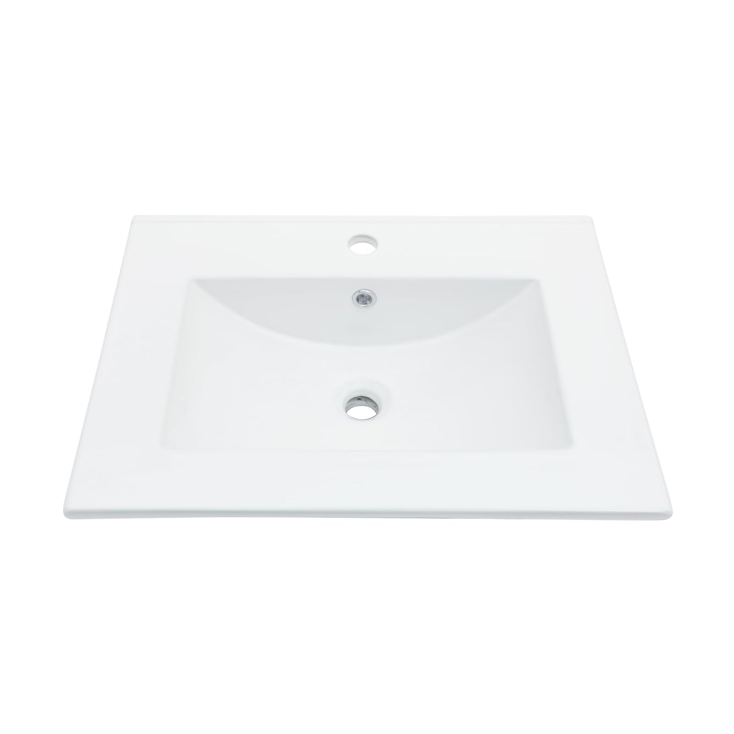 Sarlai 24 Inch Bathroom Vanity Sink Tops - White Drop In Bathroom Sink Ceramic Topmount Rectangular Vanity Top with Overflow