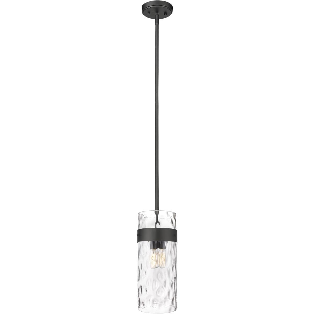 Matte Black and Clear Glass 3-Light Pendant