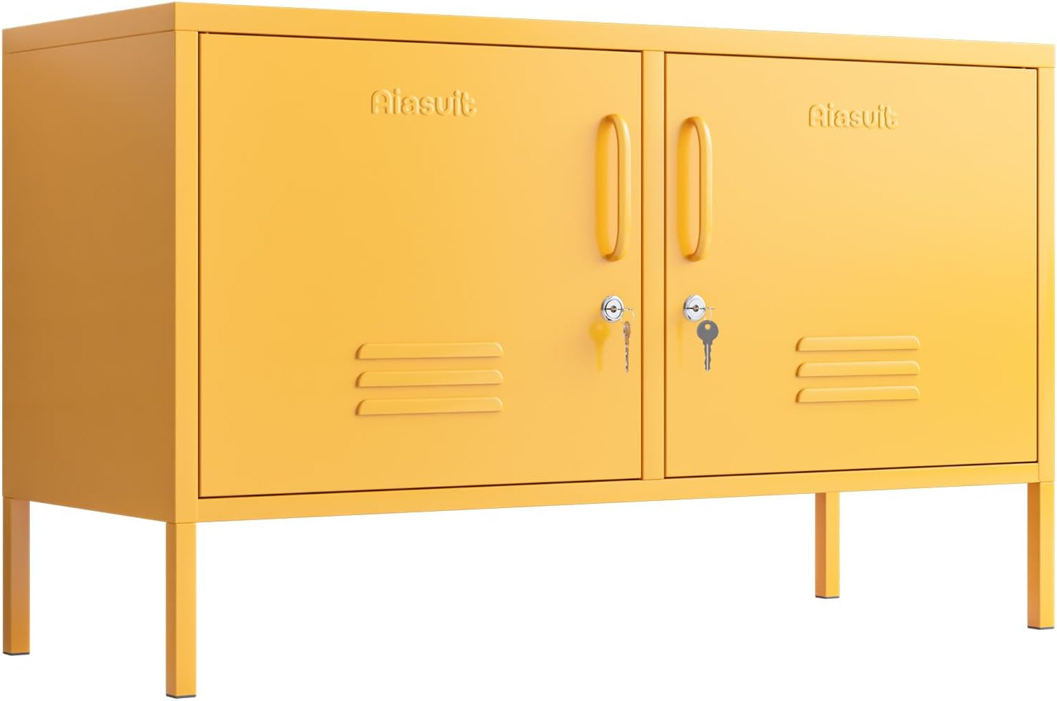 2 Doors Metal Storage Cabinet Multifunction lockers Modern TV Stand Large Space Adjustable Bedroom Locker Red Size: 23.62”H x 39.37”W x 14.96”D